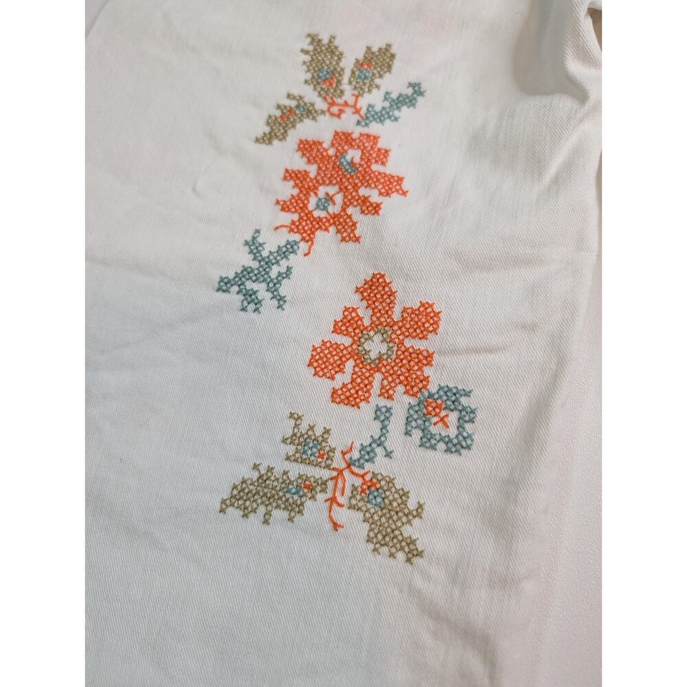 Anthropologie Maeve Colette White Wide-Leg Jeans Floral Embroidery 25 - Picture 13 of 14